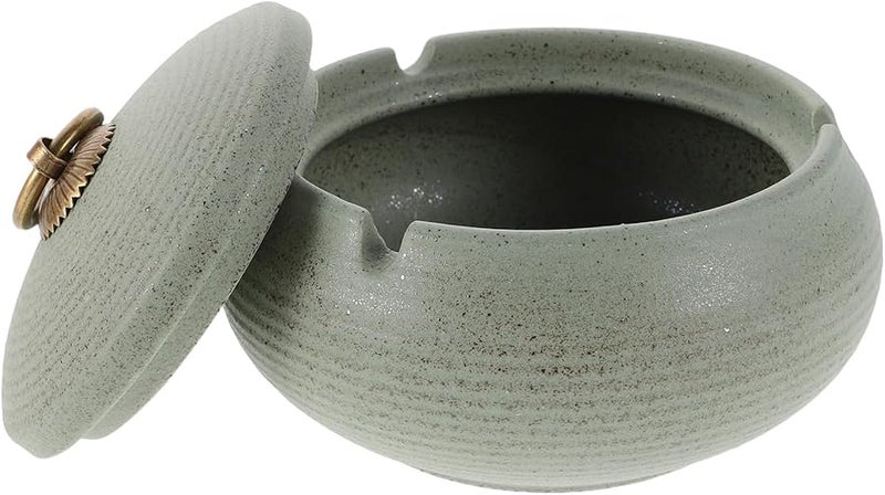 كيخفوي محمولة صغيرة مقاومة للرياح من السيراميك مع غطاء رماد أخضر فاتح للسفر في الهواء الطلق سطح المكتب - Image 1